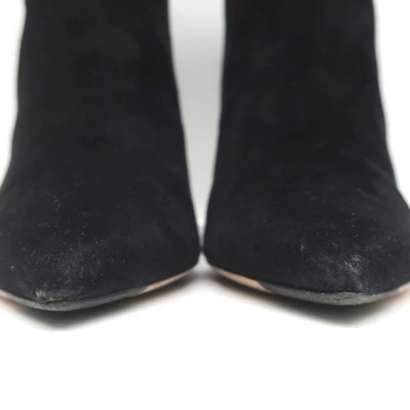 Jimmy Choo Kassidy Bow Ankle Boots Black Suede Size 39 Pointed Toe High Heel - Picture 4 of 10
